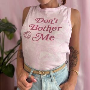 Mocnrise Pink Tie Dye “Don’t Bother Me” Graphic Ribbed Tank Y2K Baby Tee